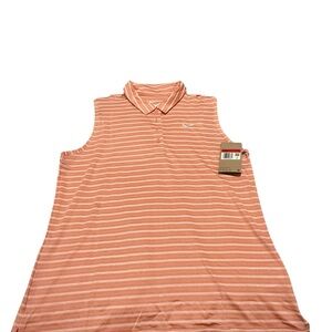 Nike Women's Large Sleeveless Golf Polo Coral Pink & Peach Striped